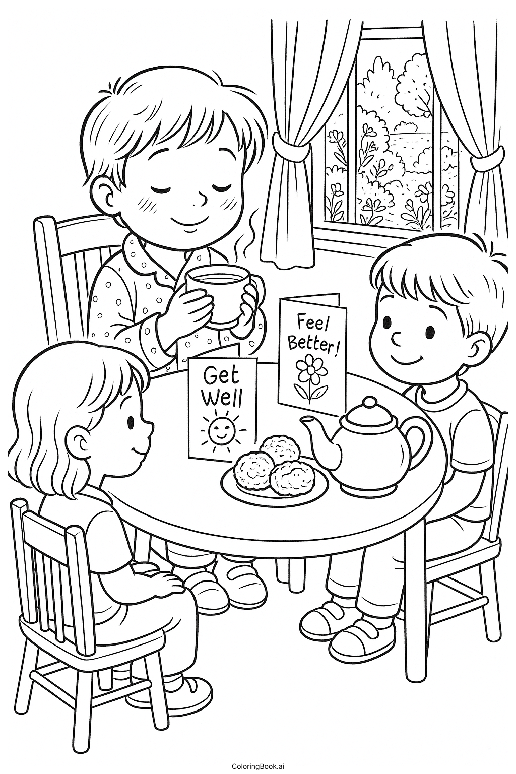  Página para colorir de Festa do Chá de Melhoras 