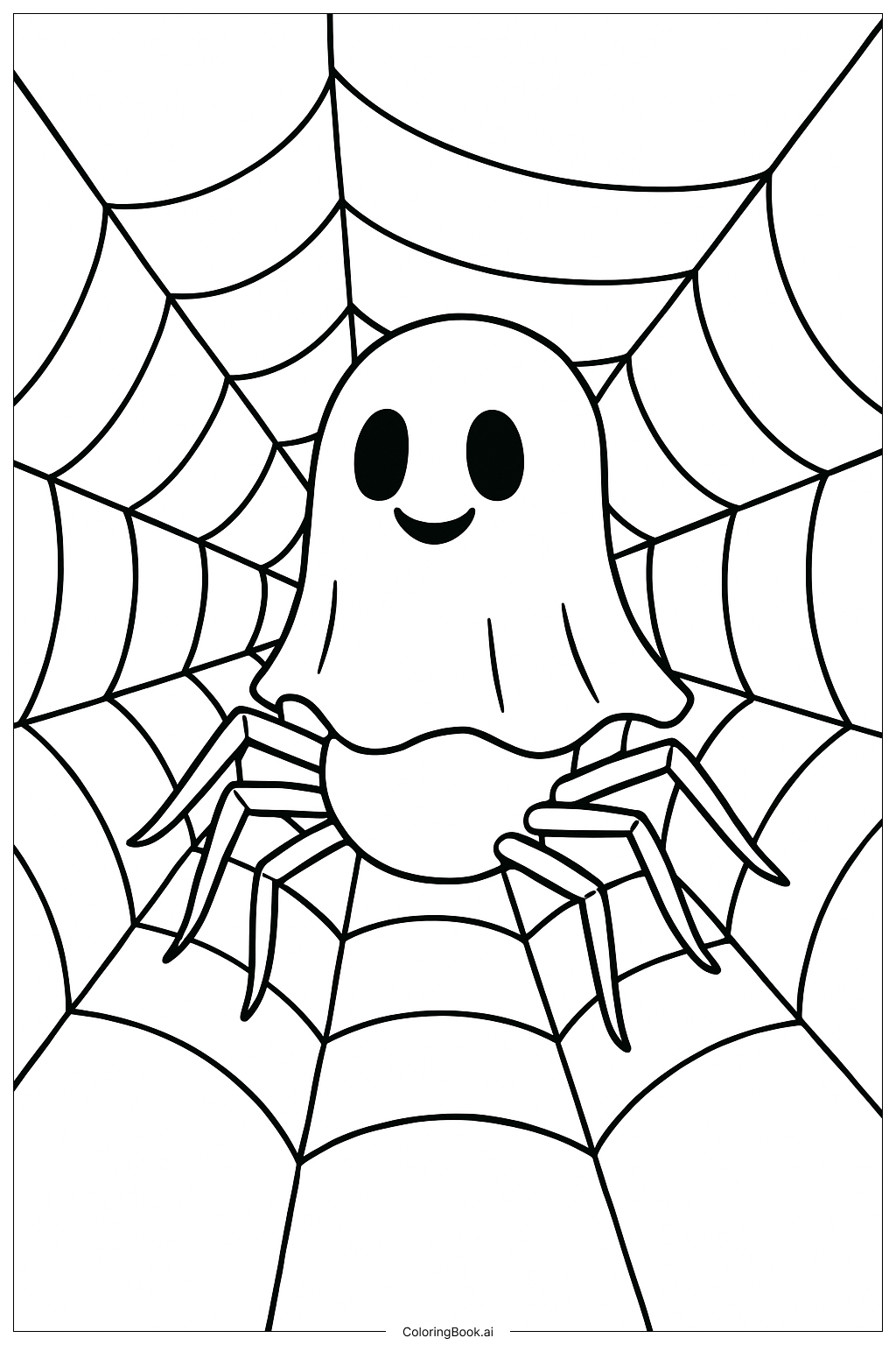  Page de coloriage Araignée Fantôme sur la Toile 