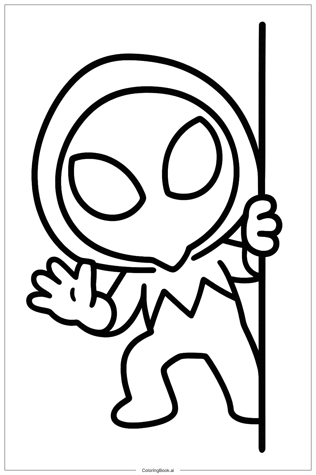  Page de coloriage Spider-Ghost Qui Jette Un Coup d’Œil 
