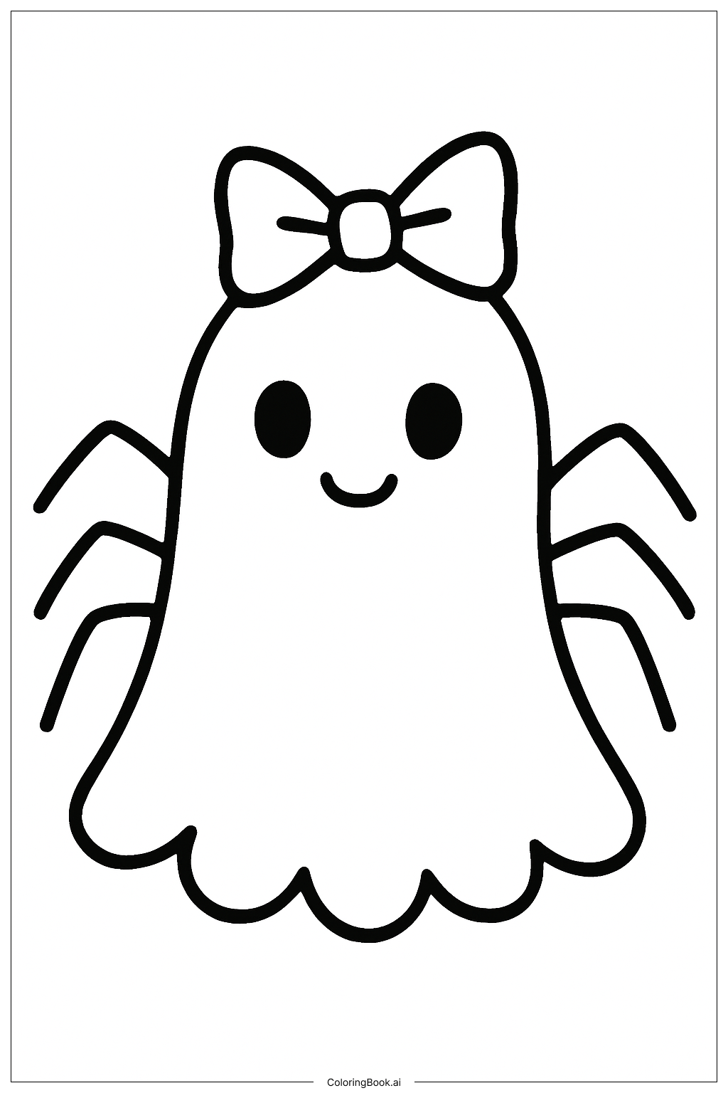  Page de coloriage Araignée Fantôme avec Nœud 