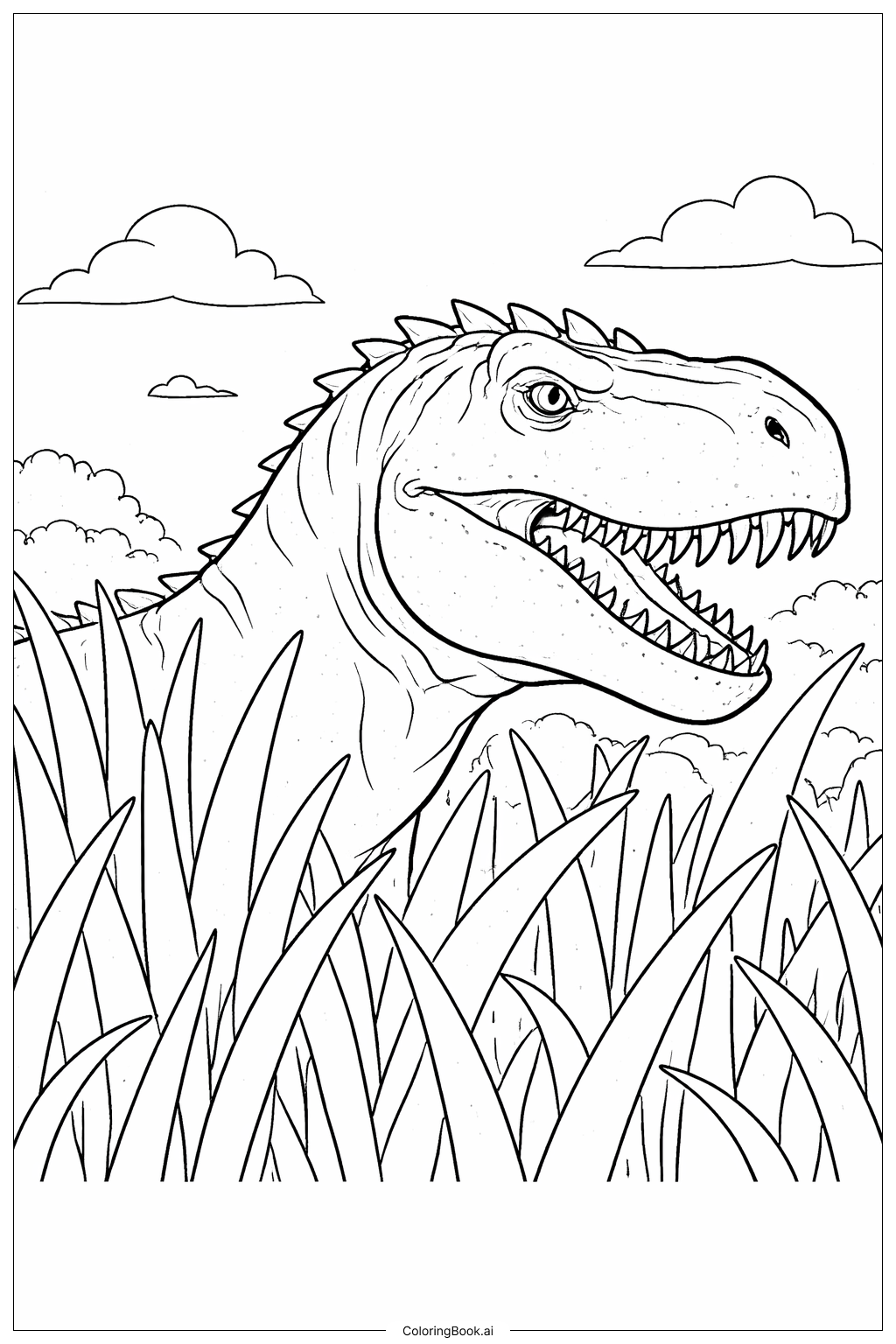  Trang tô màu Giganotosaurus Giữa Cánh Đồng Cỏ Cao 