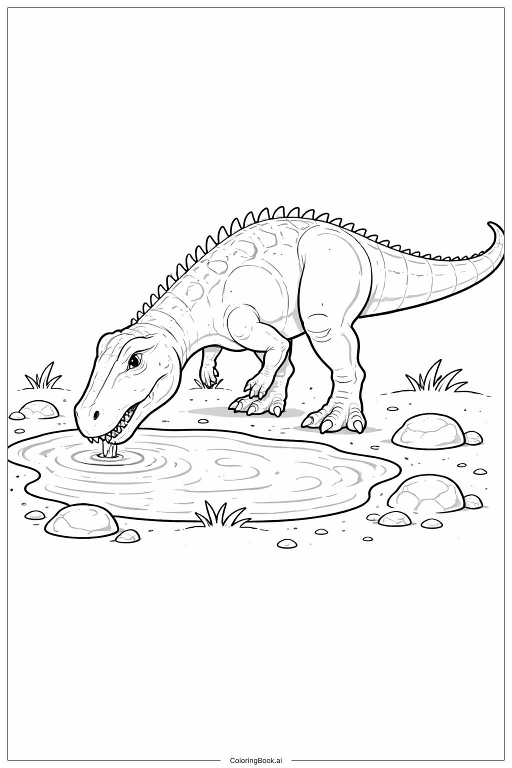  Giganotosaurus an der Wasserstelle Ausmalseite 