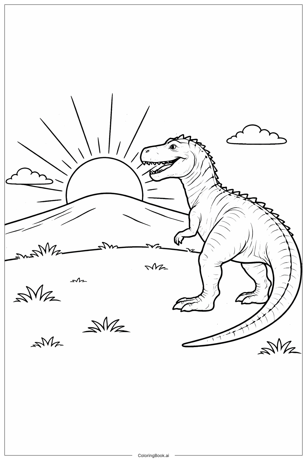  Giganotosaurus Gruß zum Sonnenaufgang Ausmalseite 