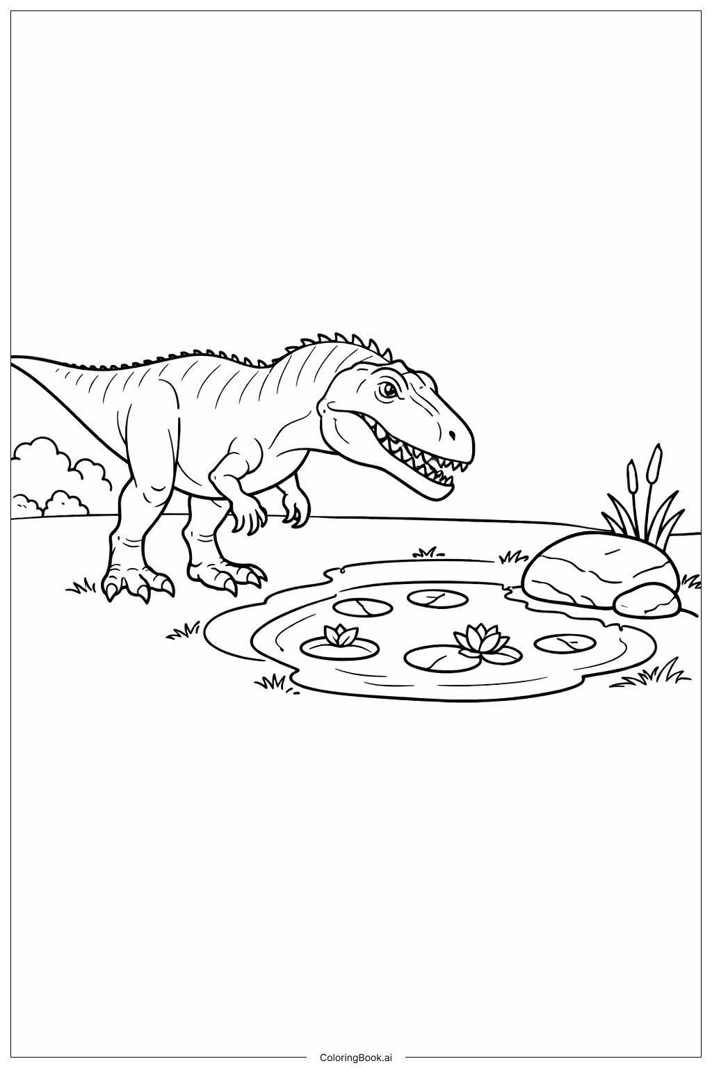  Trang tô màu Giganotosaurus Gần Ao Nhỏ 