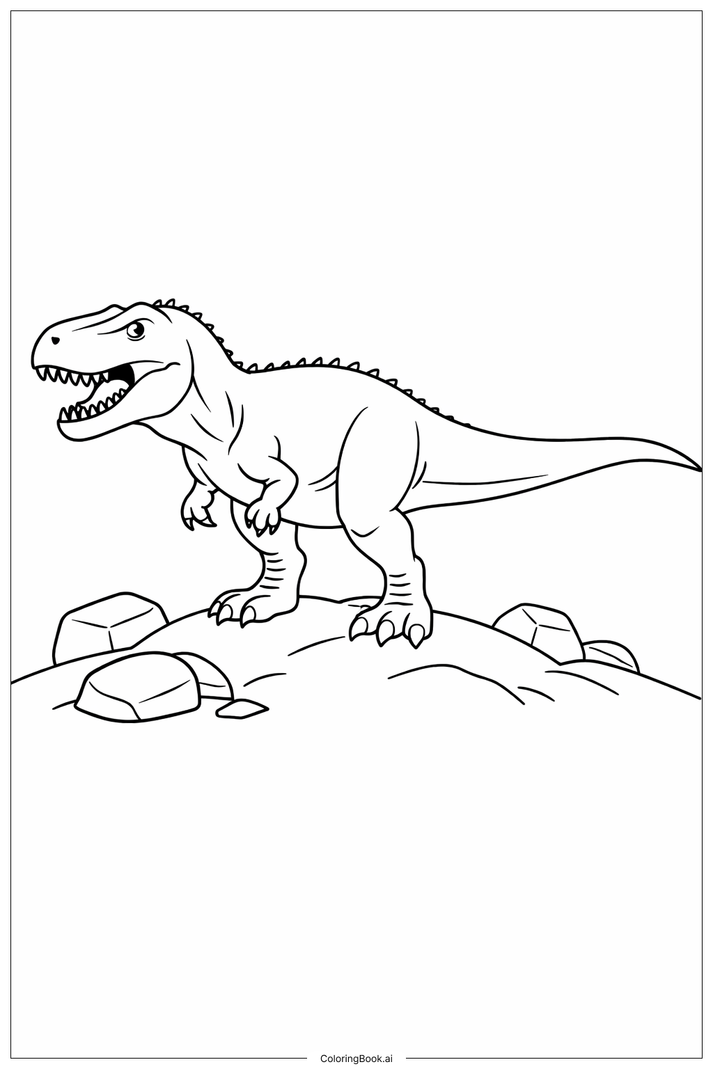  Giganotosaurus auf felsigem Hügel Ausmalseite 