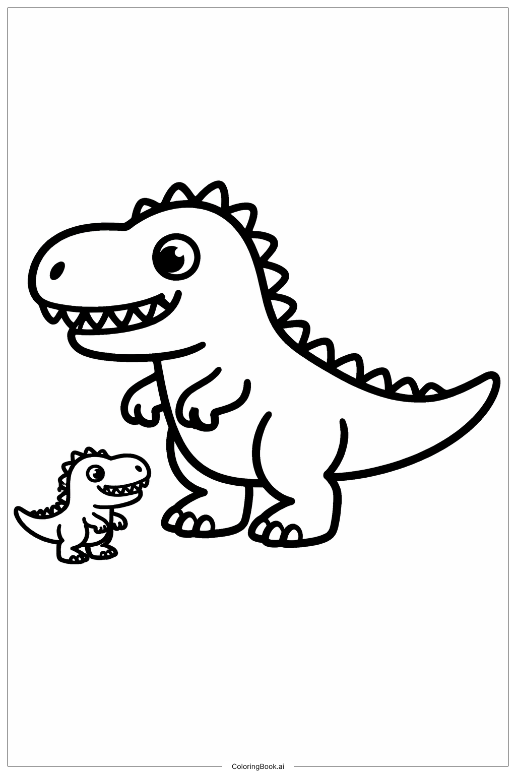  기가노토사우루스 작은 아기 친구 색칠공부 페이지 