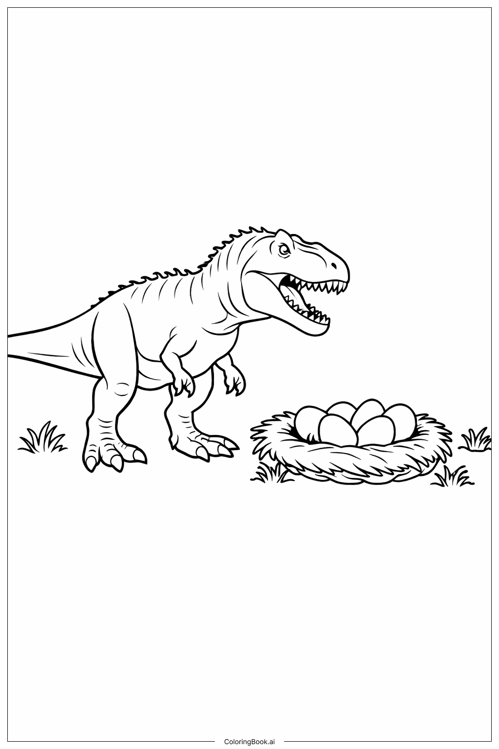  Giganotosaurus mit Nest-Szene Ausmalseite 