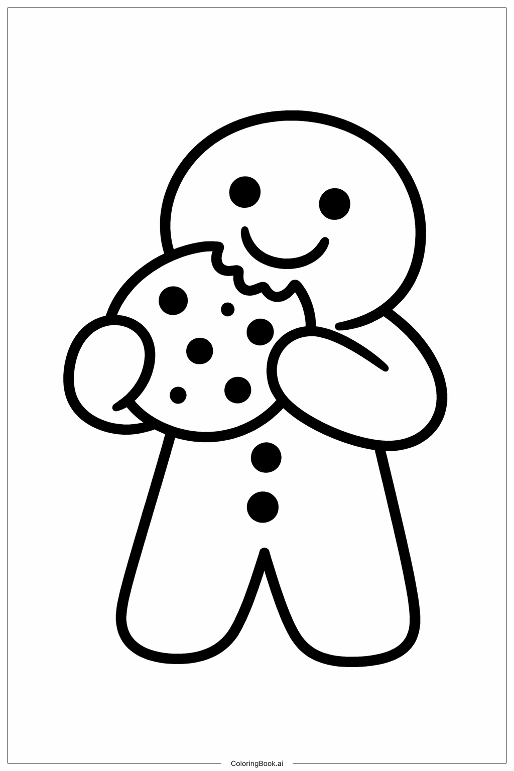  Página para colorear de Hombre de Jengibre Comiendo 