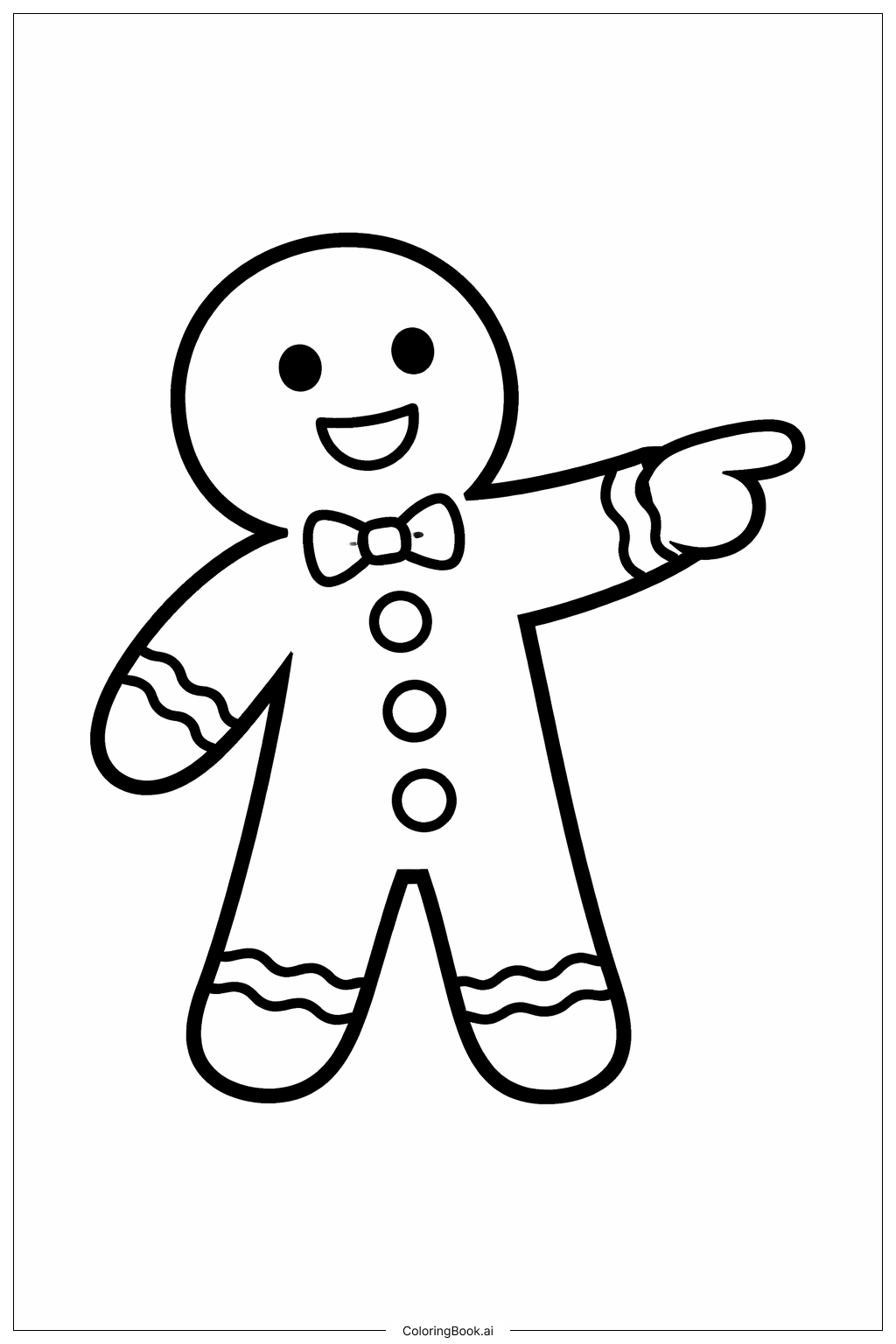  Página para colorear de Hombre de jengibre señalando 