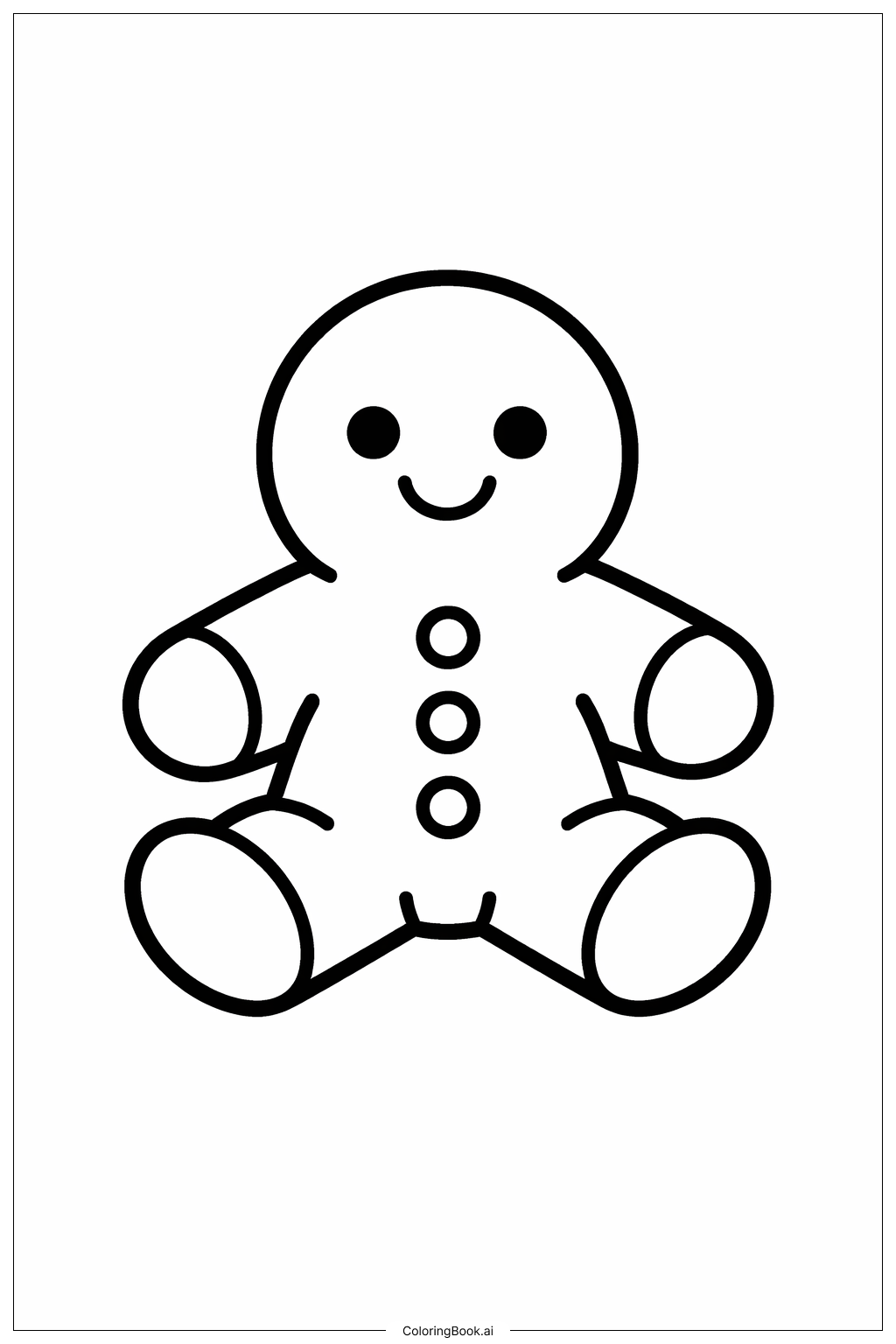  Página para colorear de Hombre de jengibre sentado 