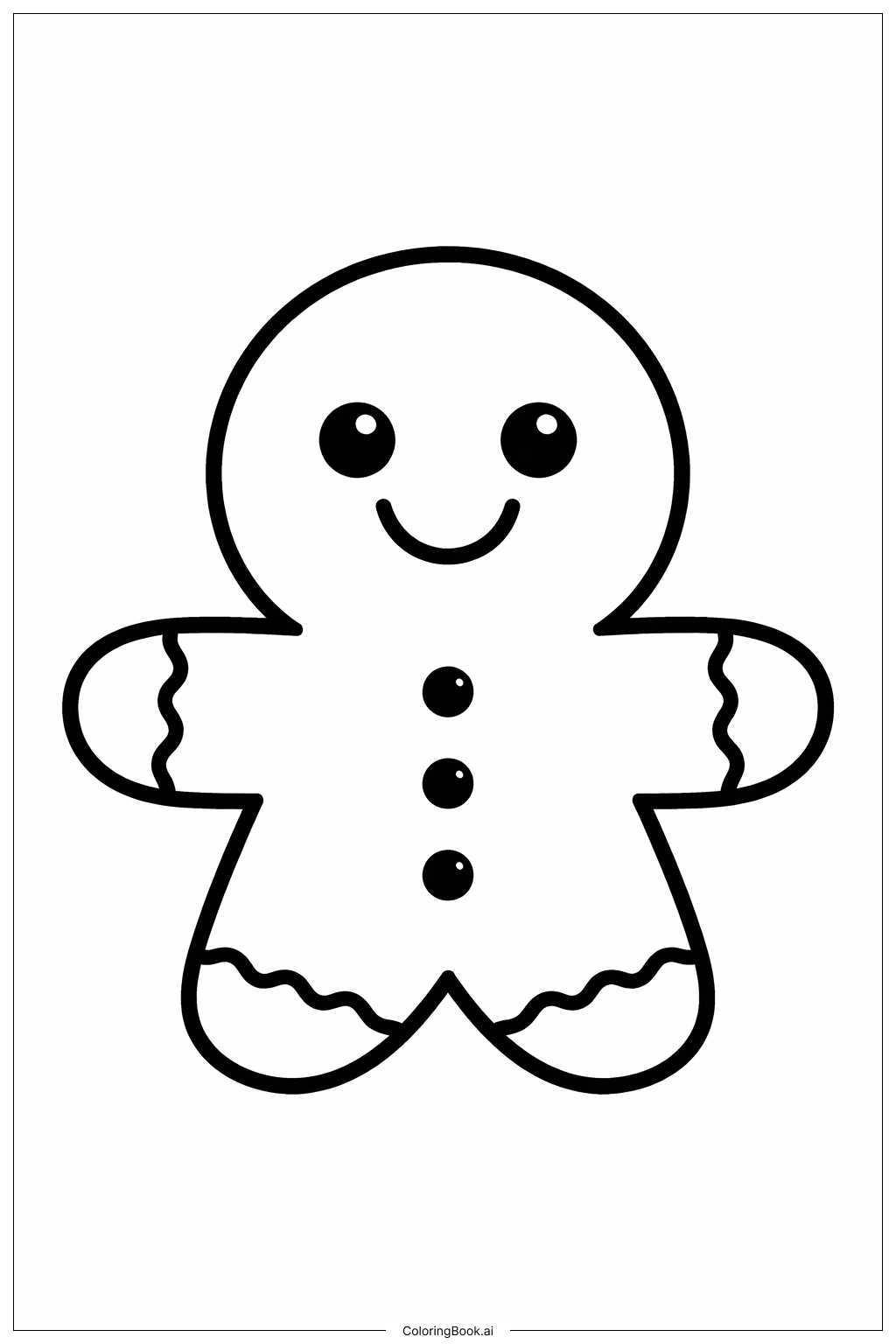  Página para colorear de Hombre de Jengibre Sonriente 