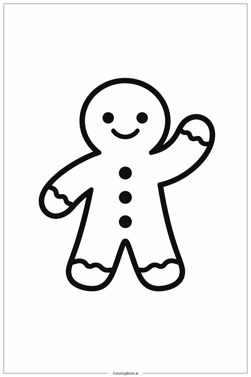  Página para colorear de Hombre de pan de jengibre saludando 