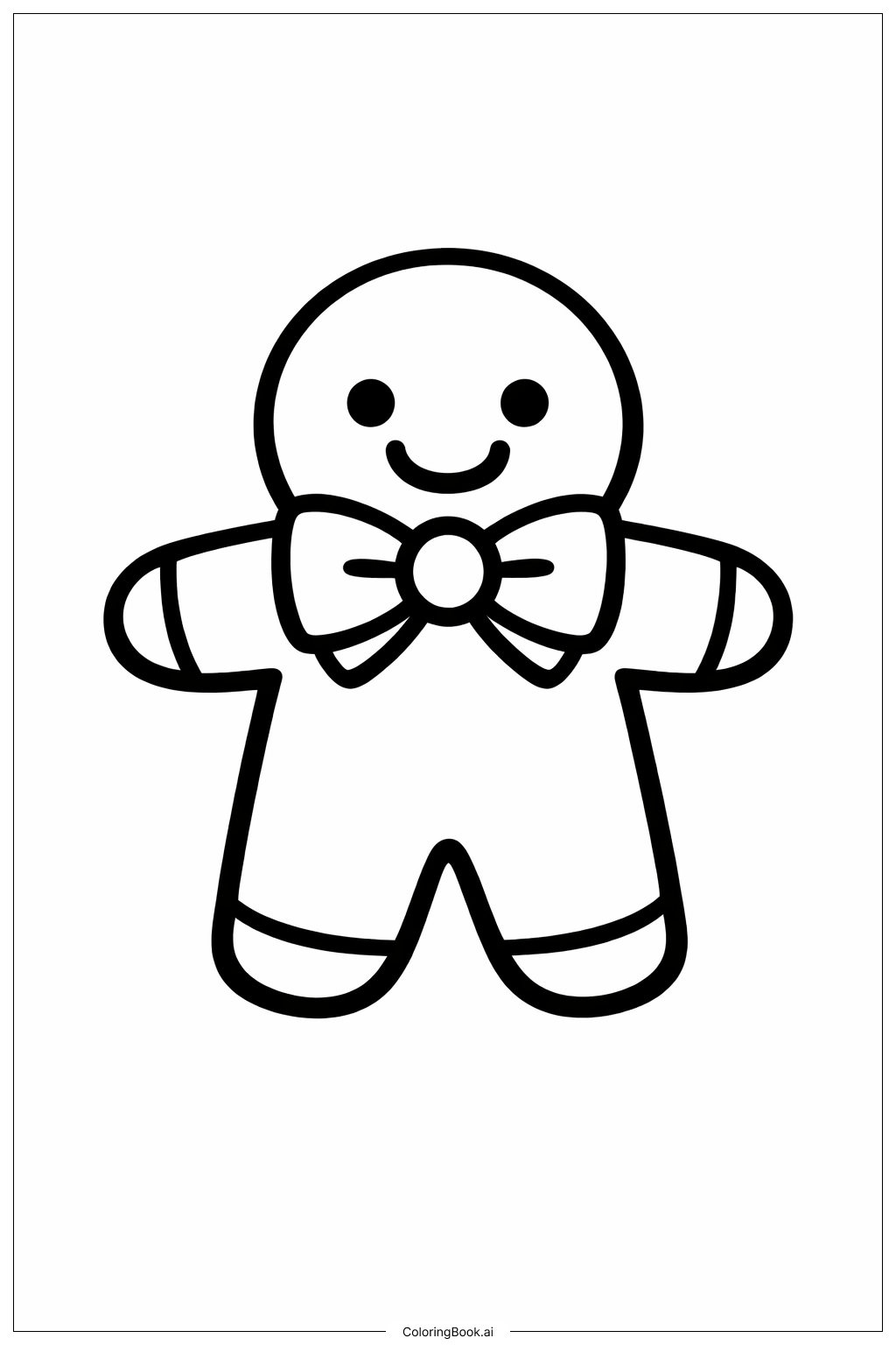  Página para colorear de Hombre de jengibre con pajarita 