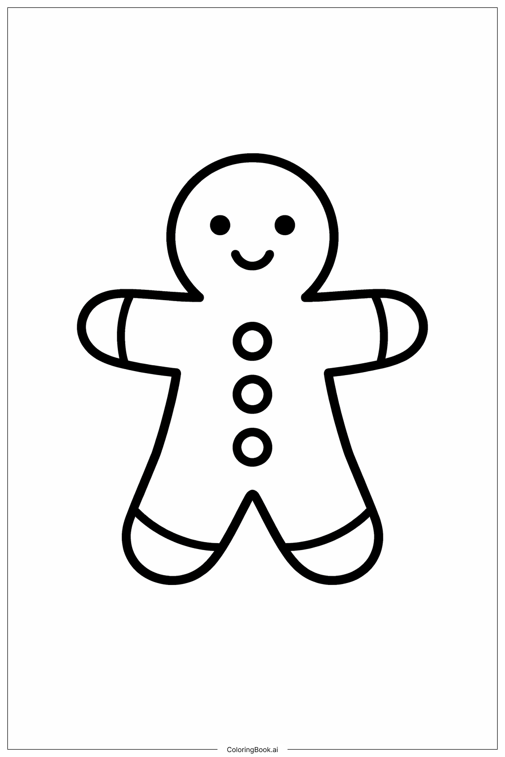  Página para colorear de Hombre de jengibre con botones 