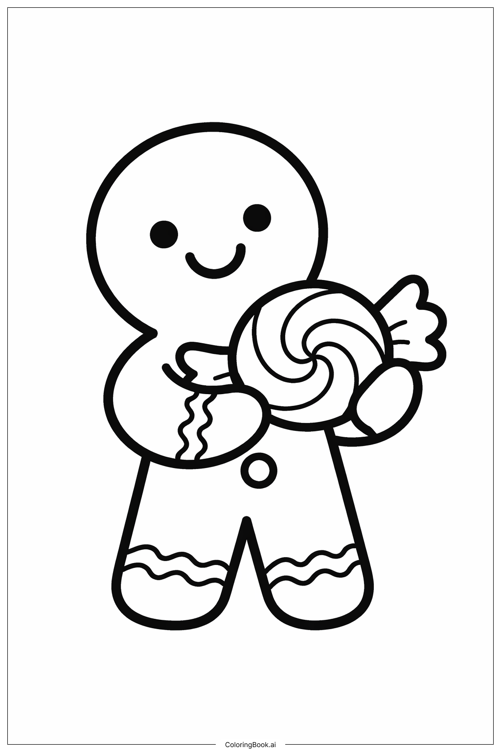  Página para colorear de Hombre de Jengibre con Caramelo 