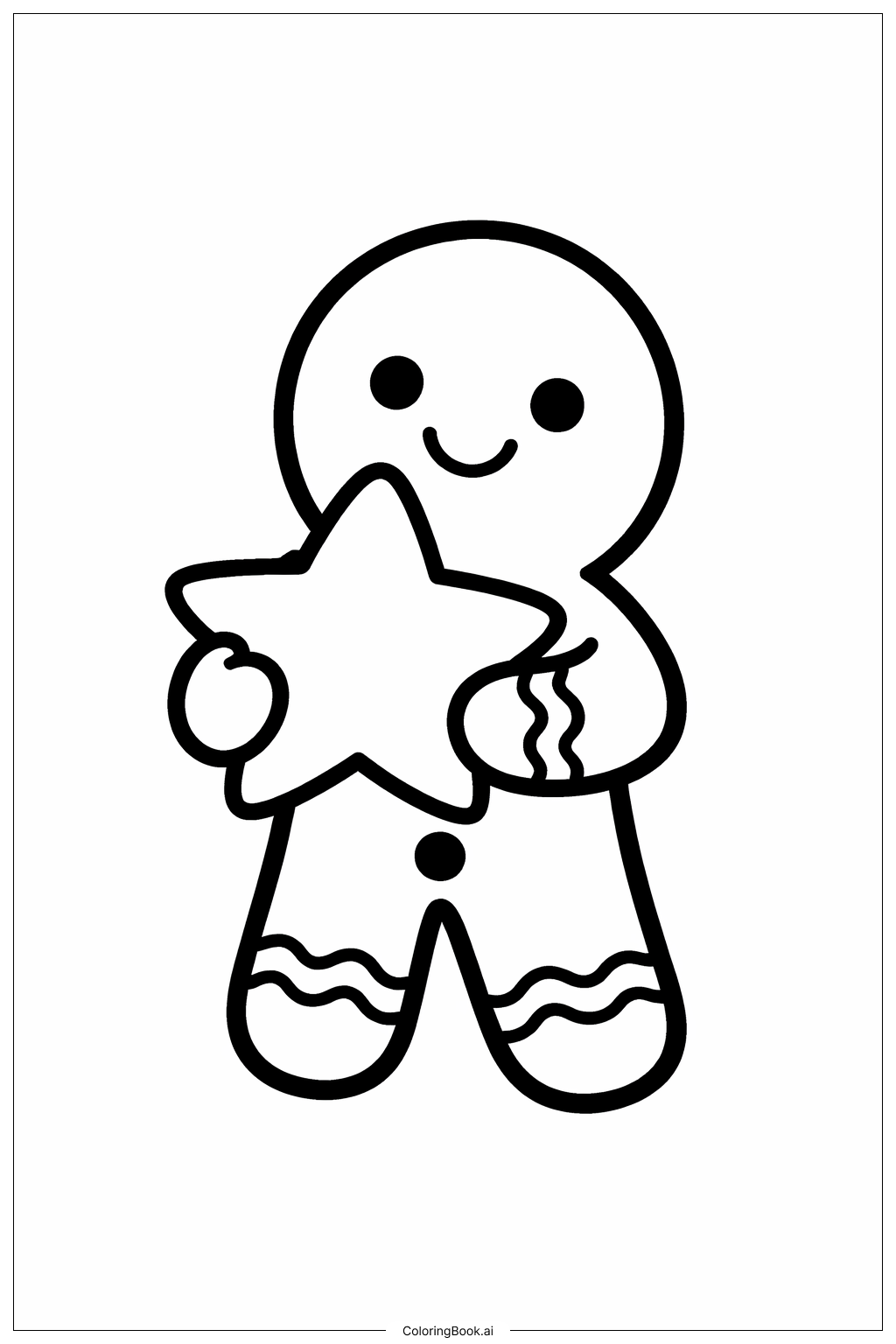  Página para colorear de Hombre de Jengibre con Estrella 