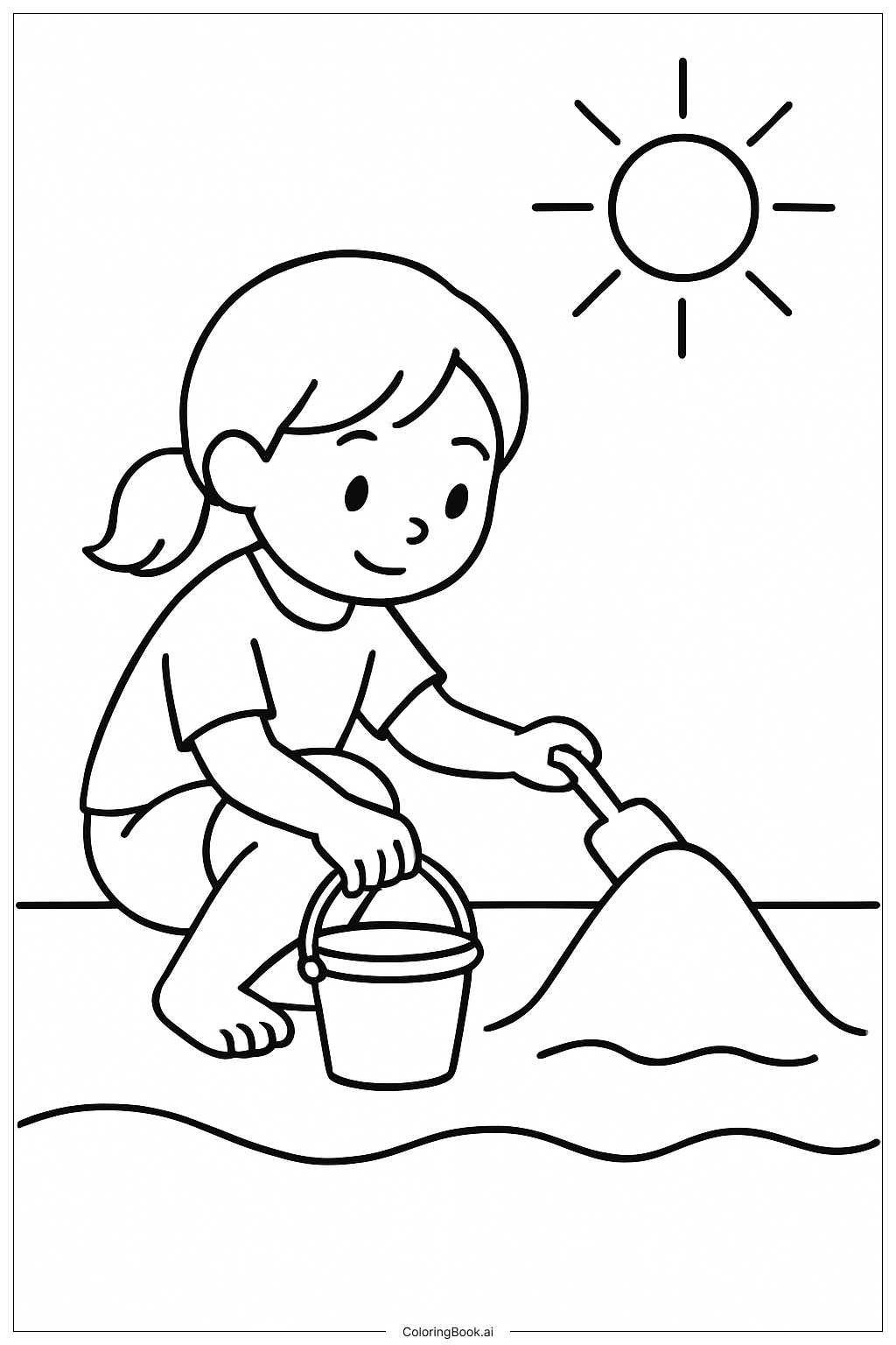  Girl At Beach Coloring Page 