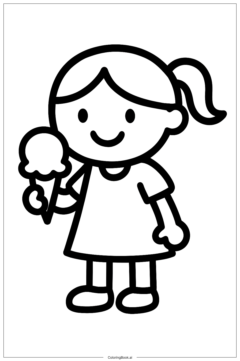  Girl Eating Ice Cream Coloring Page 