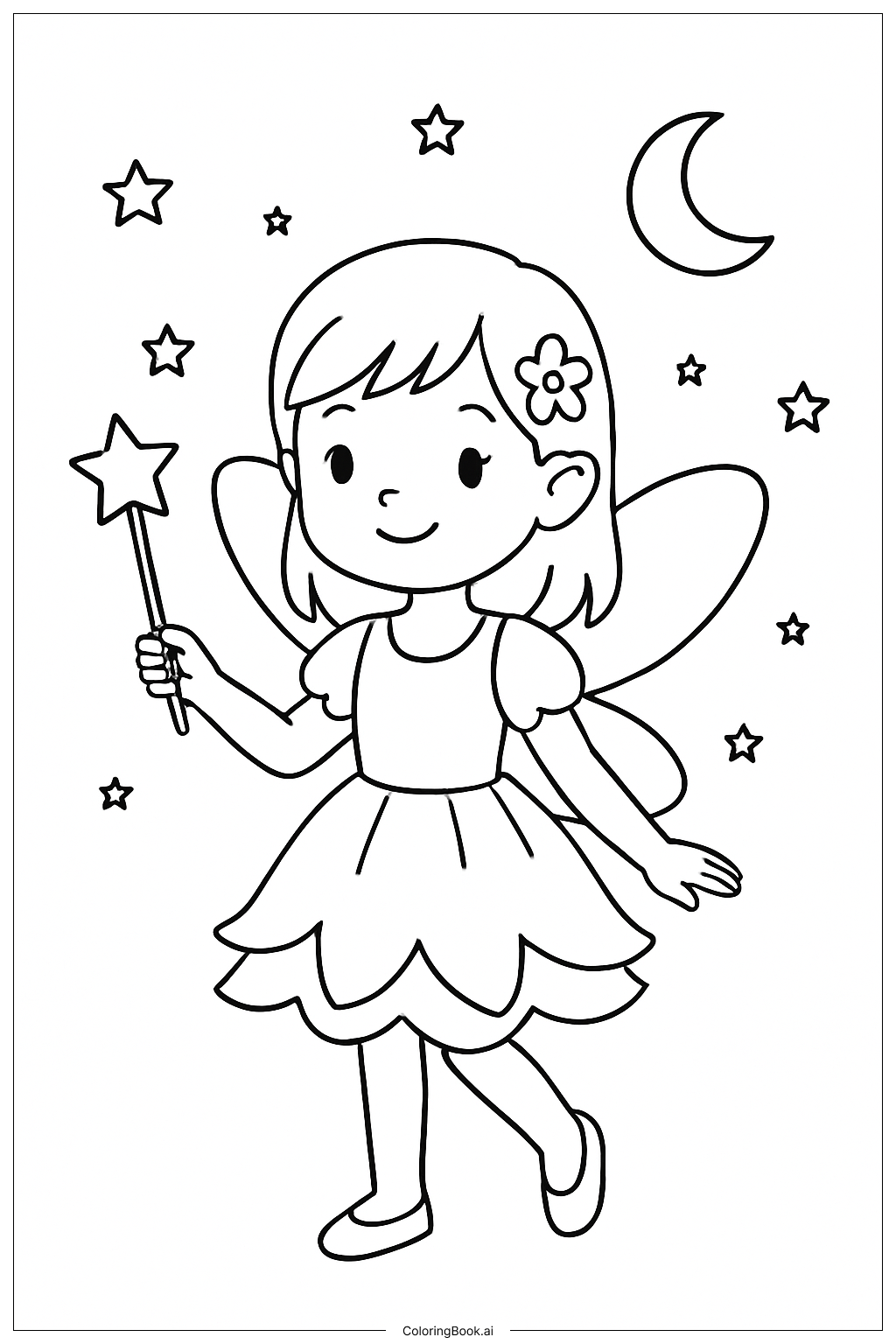  Girl In Fairy Costume Coloring Page 