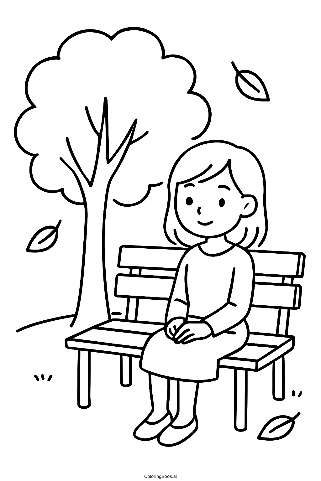  Girl In Park Coloring Page 