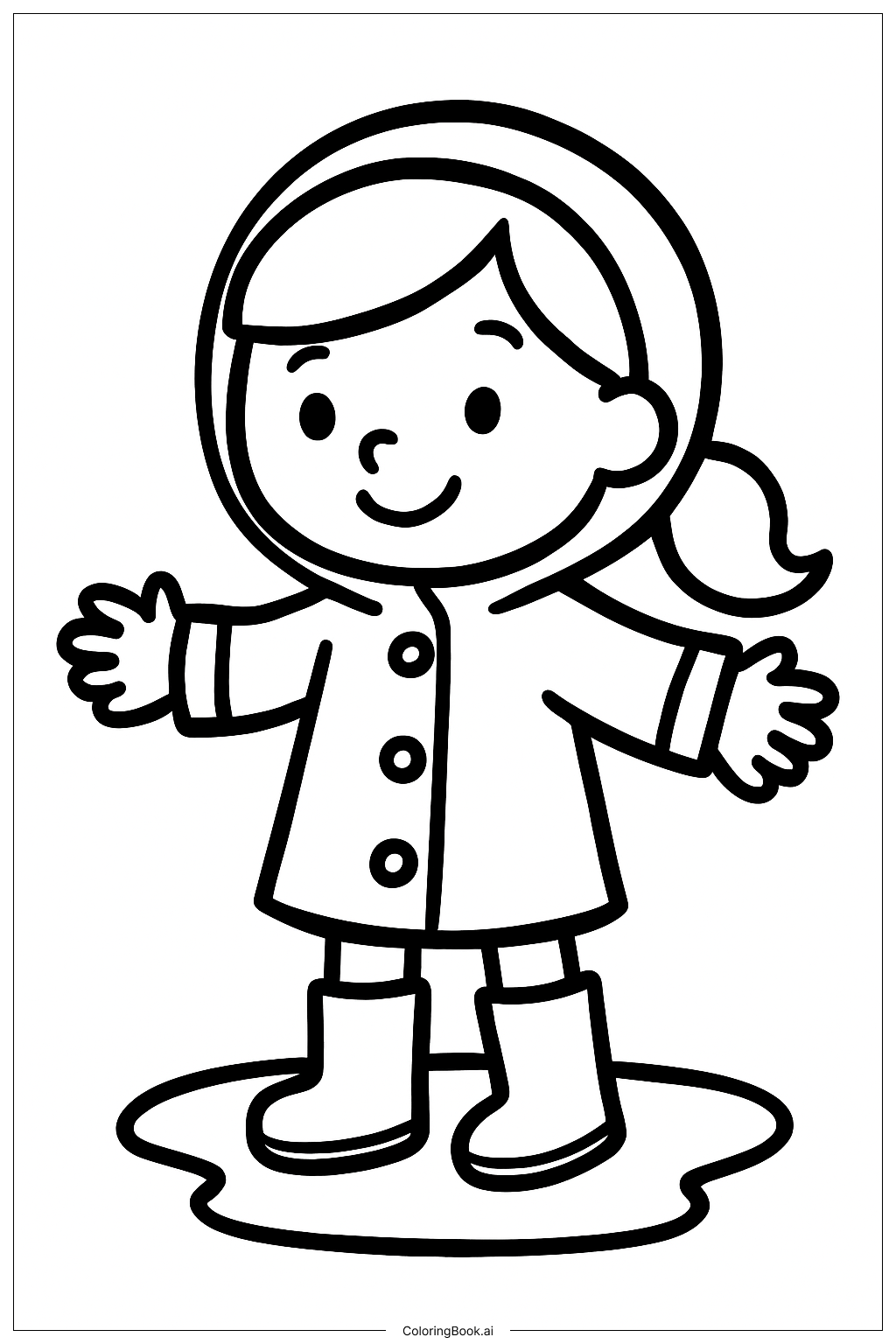  穿雨衣的女孩著色頁 
