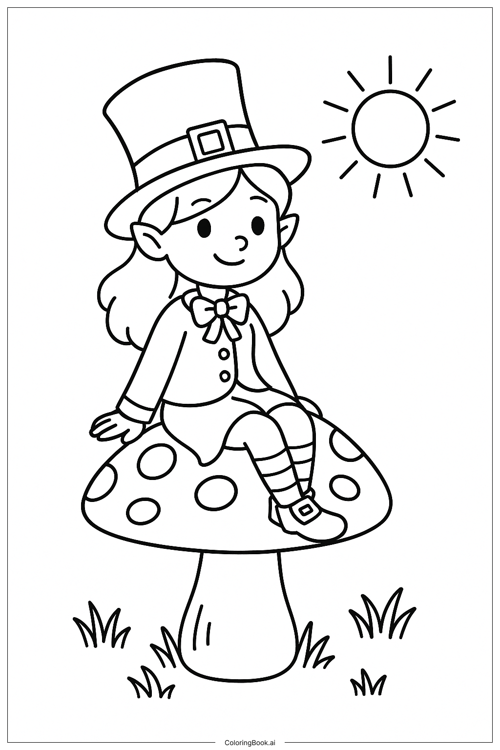 坐在蘑菇上的女孩小精灵