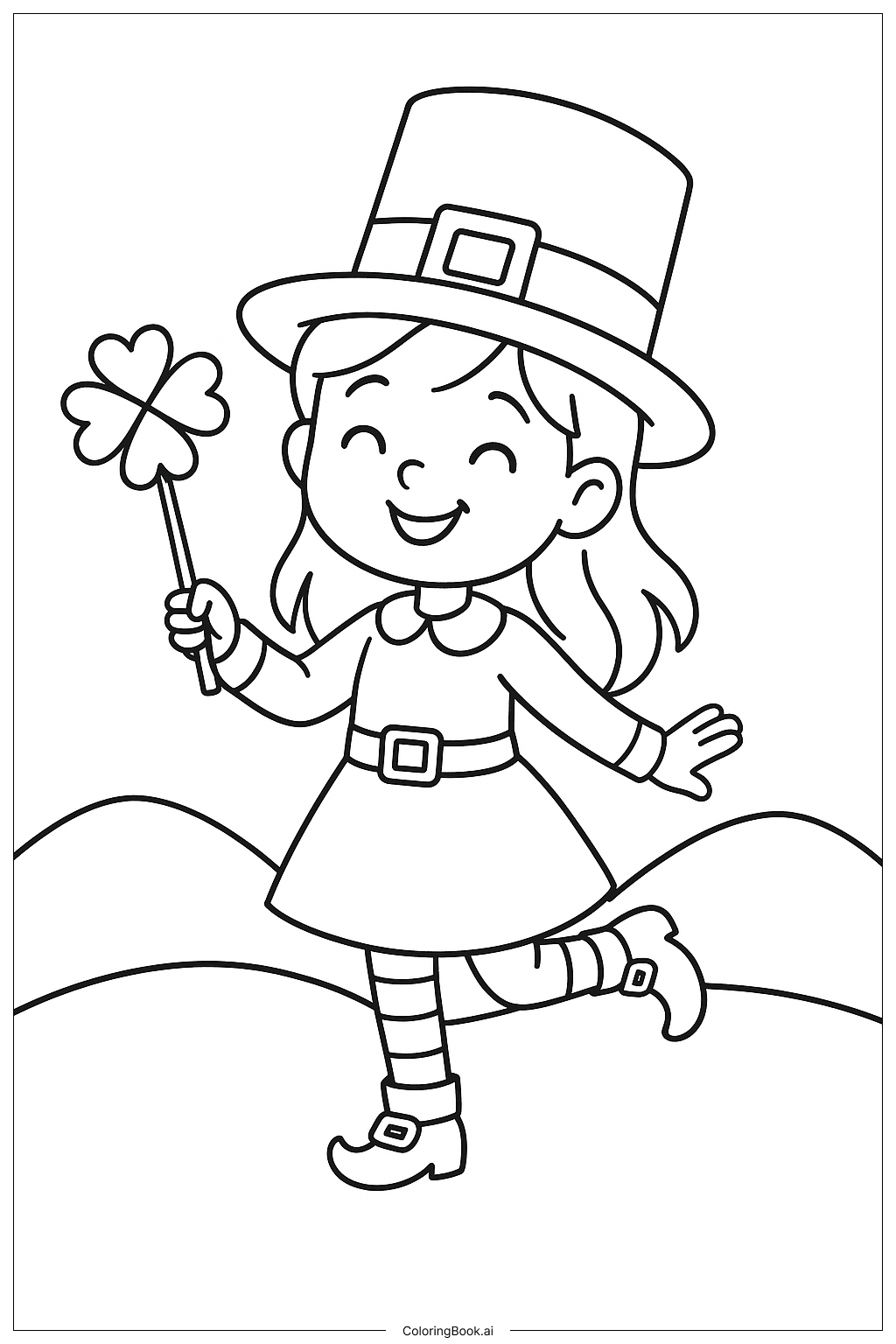 带三叶草魔棒的女孩小妖精