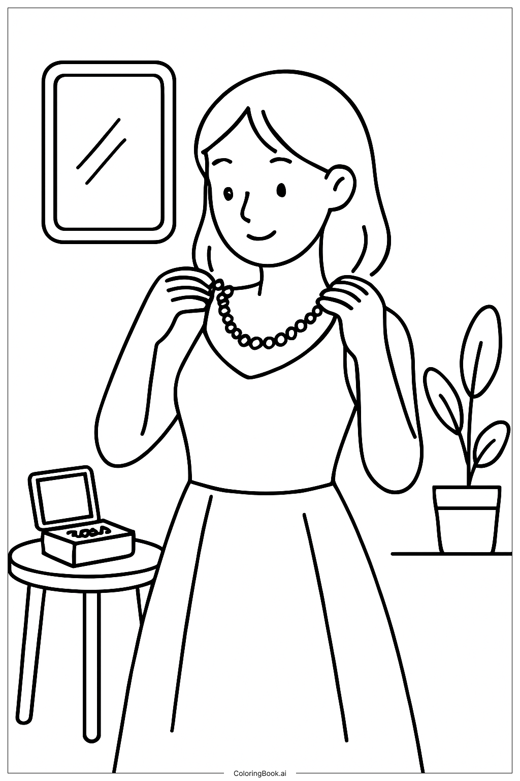  Girl Playing Dress Up Coloring Page 