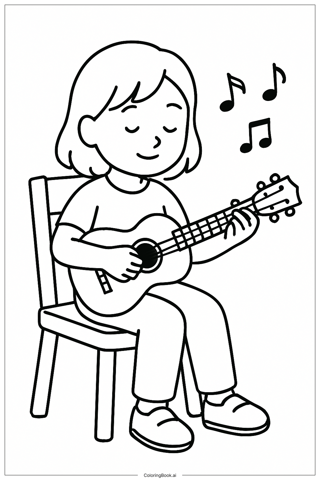  Girl Playing Guitar Coloring Page 