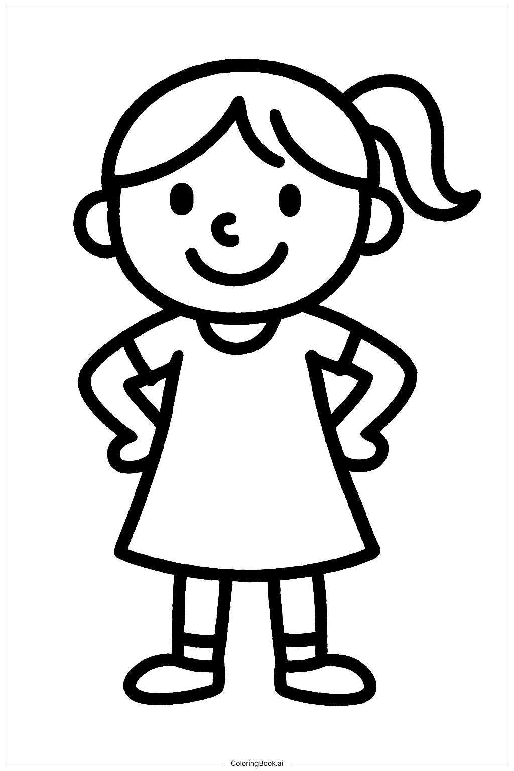  Girl Wearing Dress Coloring Page 