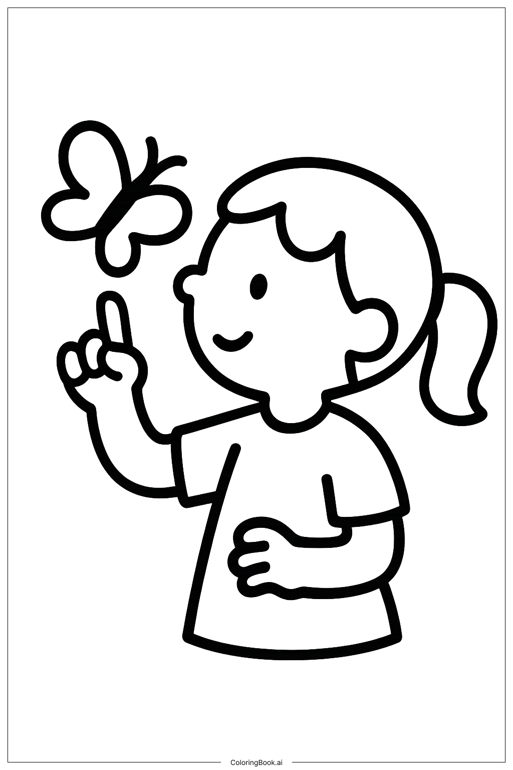  Girl With Butterfly Coloring Page 