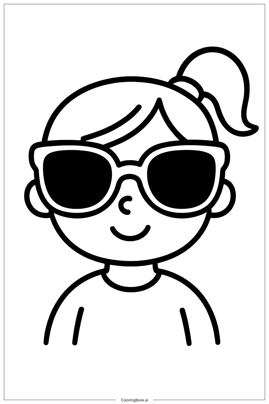  Girl With Sunglasses Coloring Page 