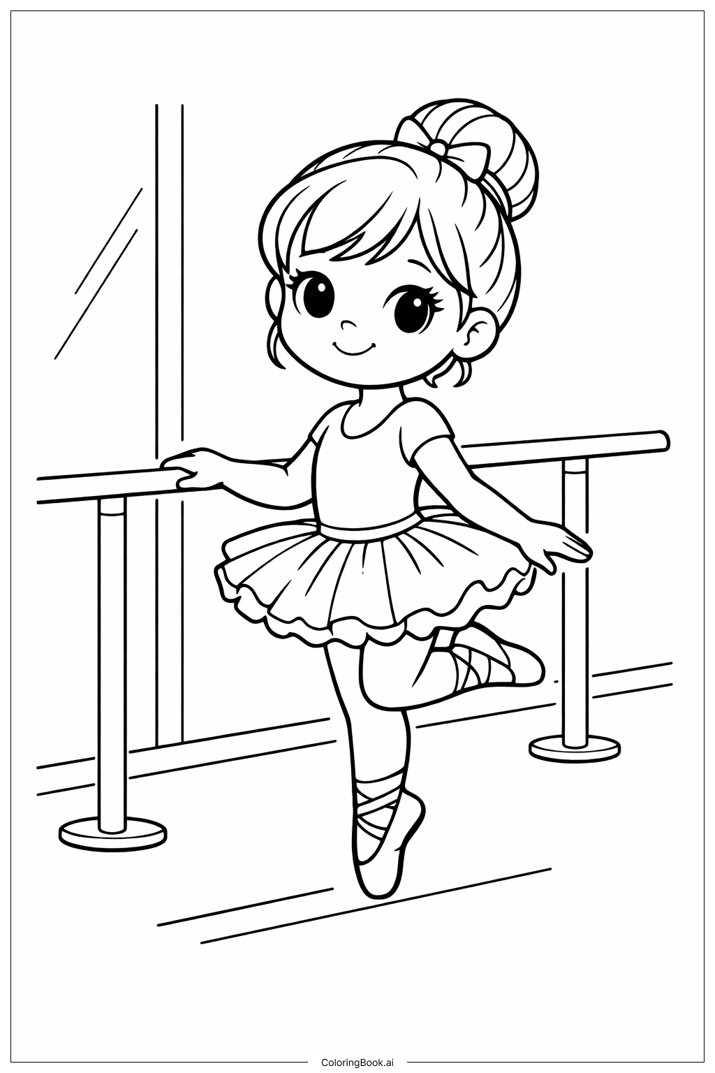  女孩芭蕾练习填色页 