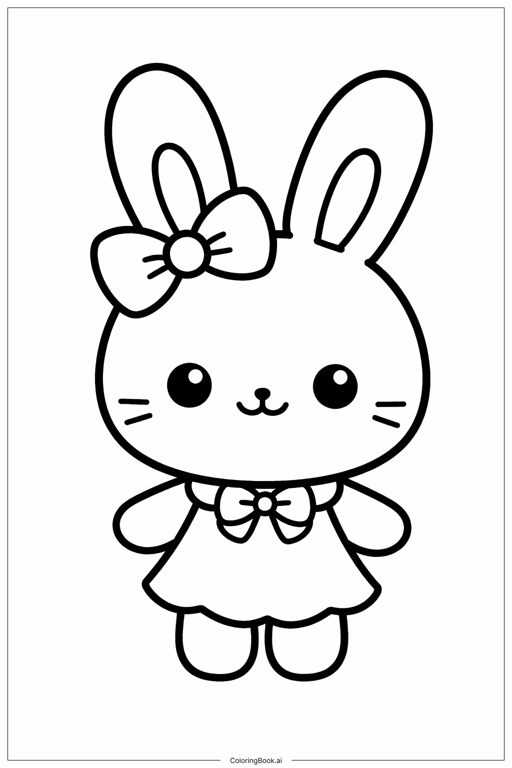  萌萌兔子朋友填色页 