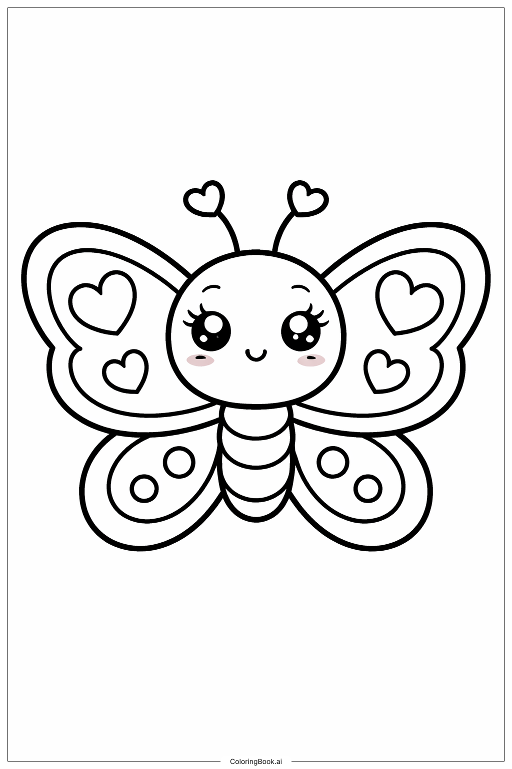  女孩蝴蝶宠物填色页 