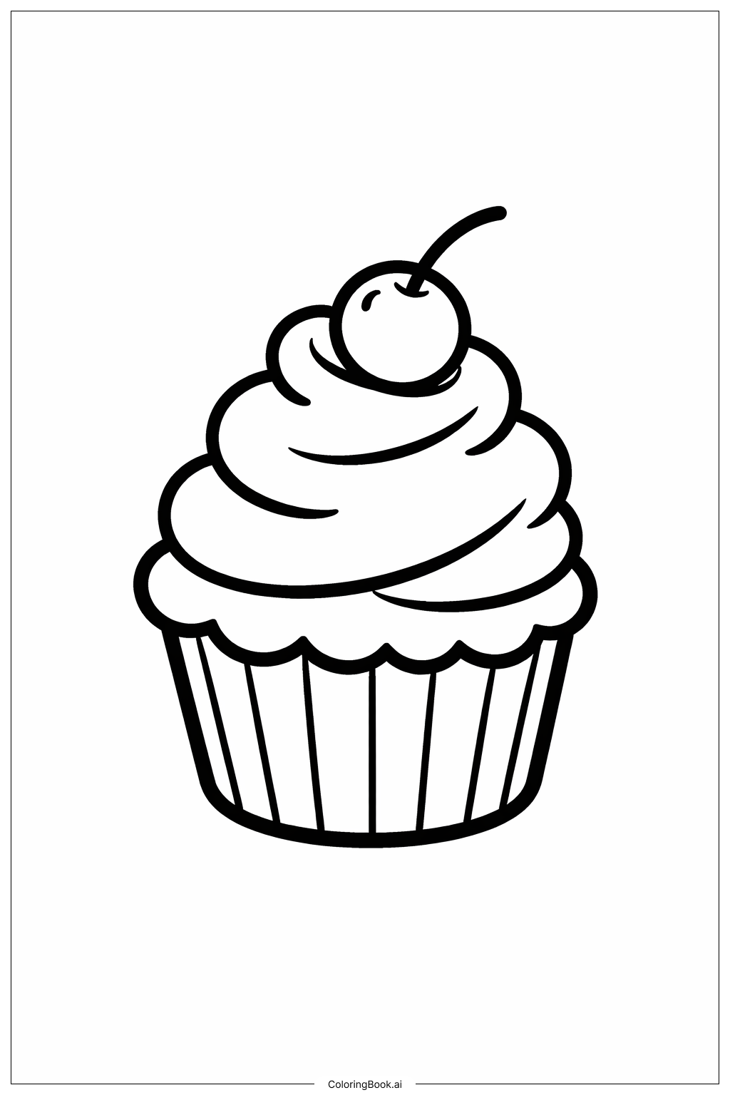  少女纸杯蛋糕甜点填色页 