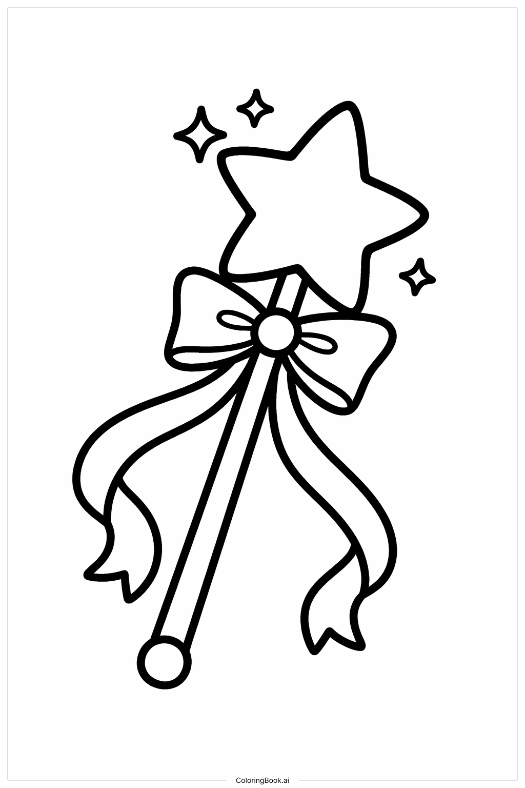  女生精灵魔杖填色页 