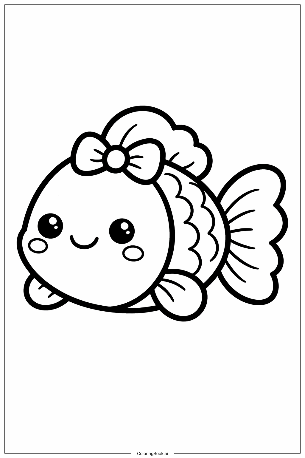  女孩鱼玩具填色页 