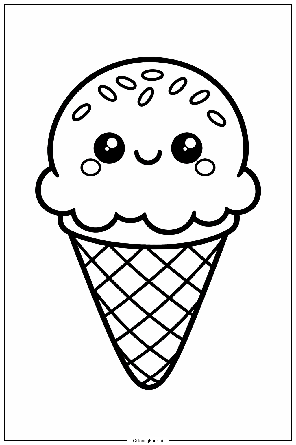  可爱冰淇淋甜筒填色页 