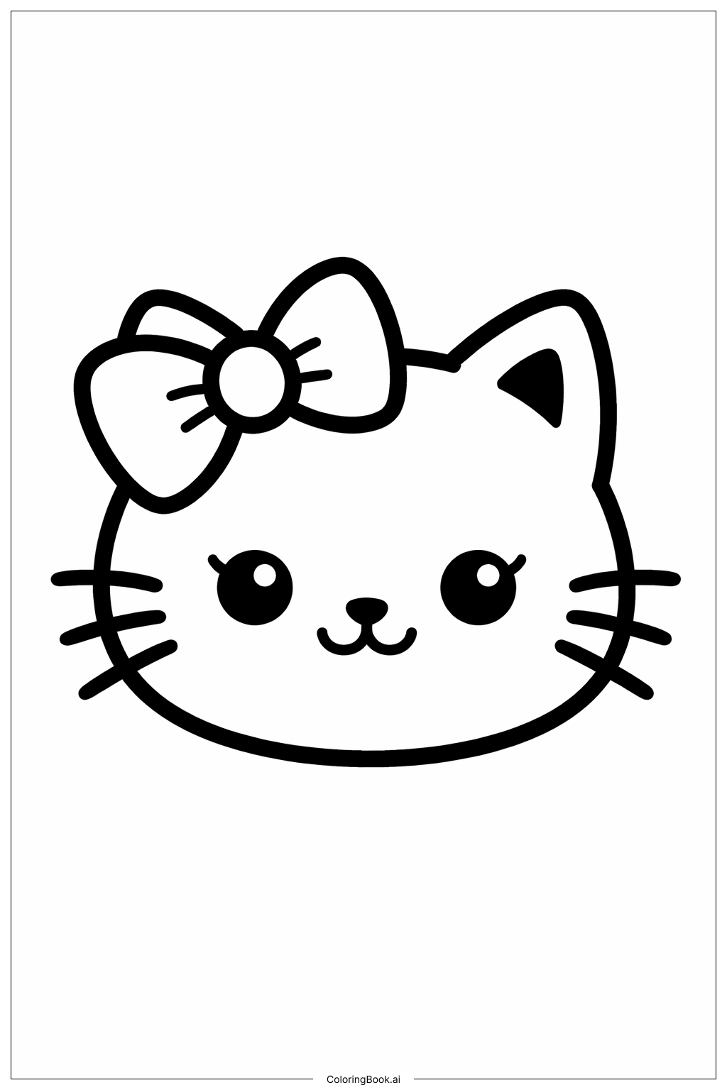  少女猫咪微笑填色页 