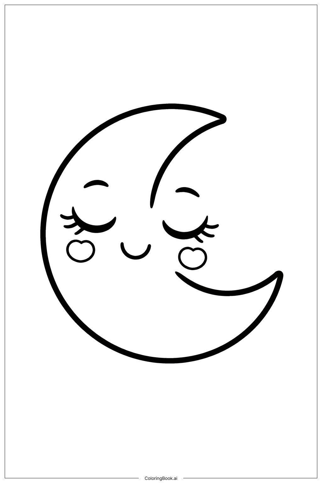  女孩风格月亮脸填色页 
