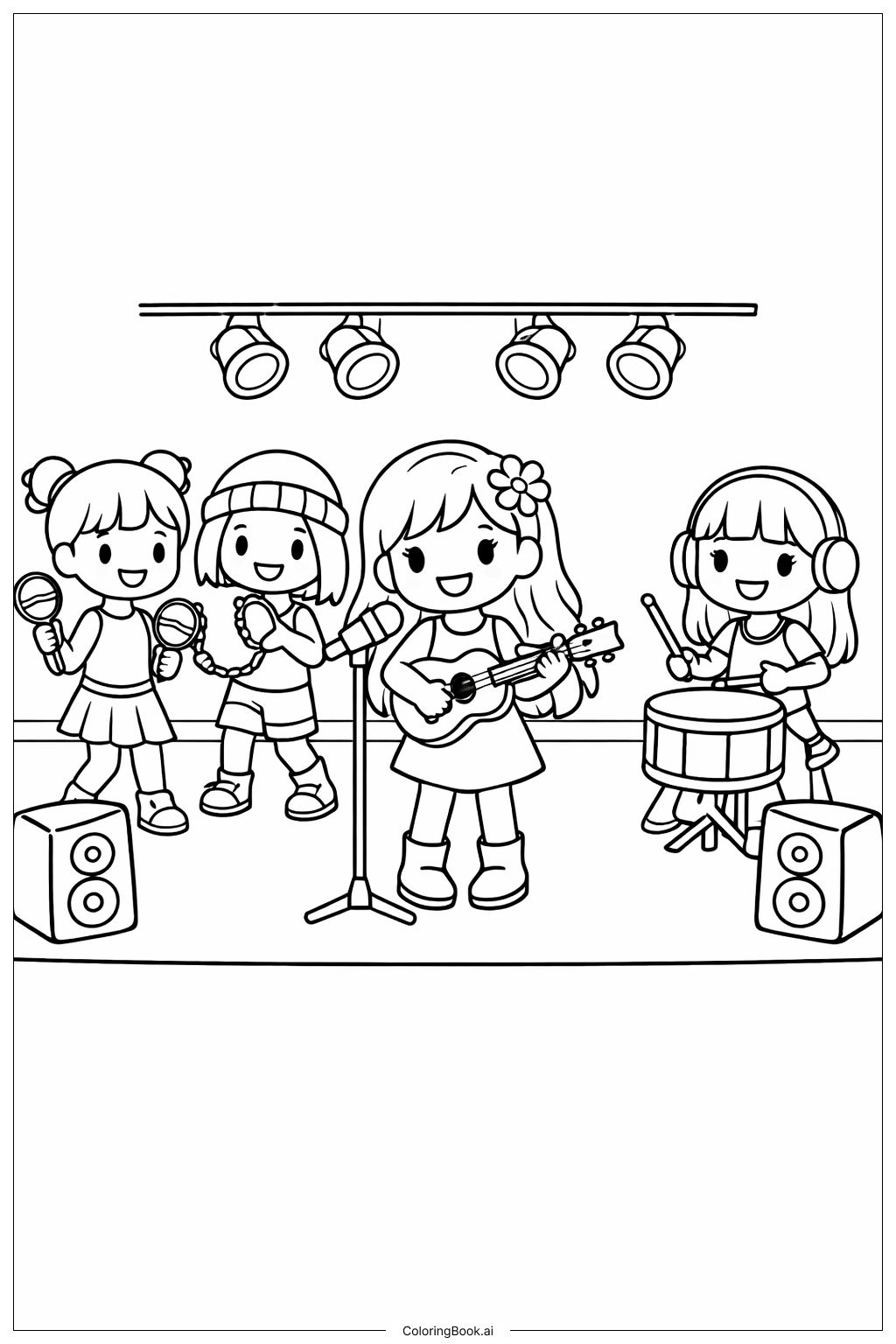  女孩乐队填色页 