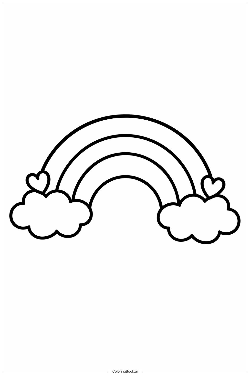  女孩彩虹弧填色页 