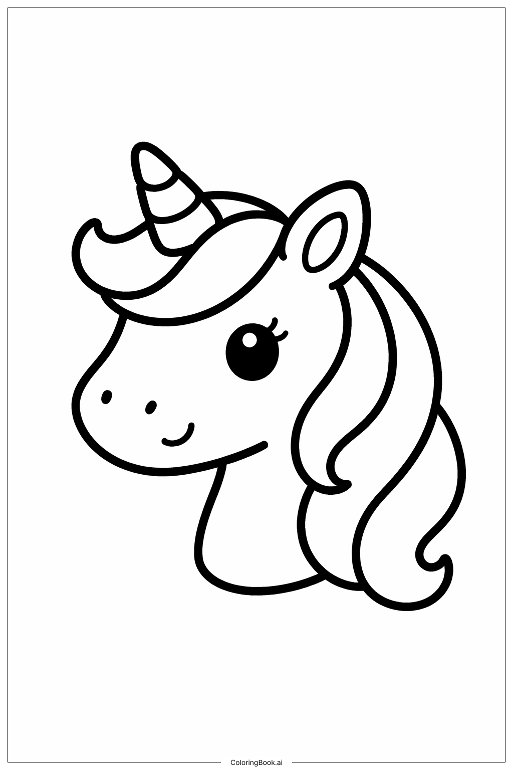  女孩独角兽头像填色页 