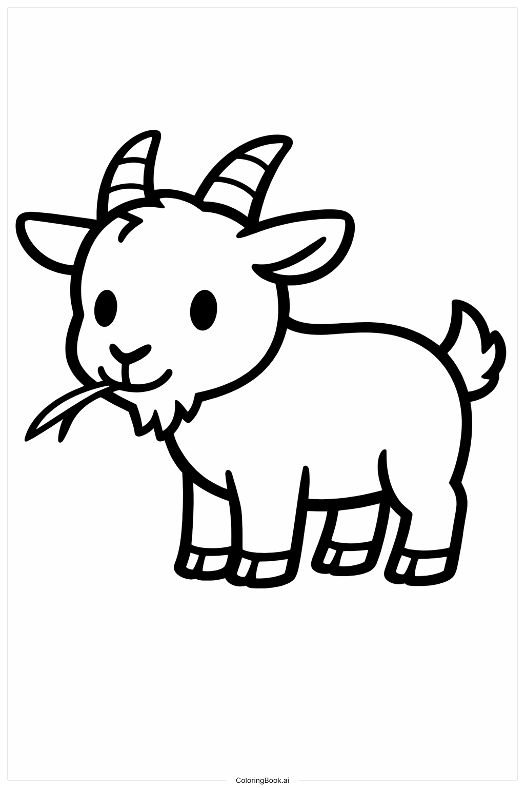  Página para colorear de Cabra Comiendo Hierba 