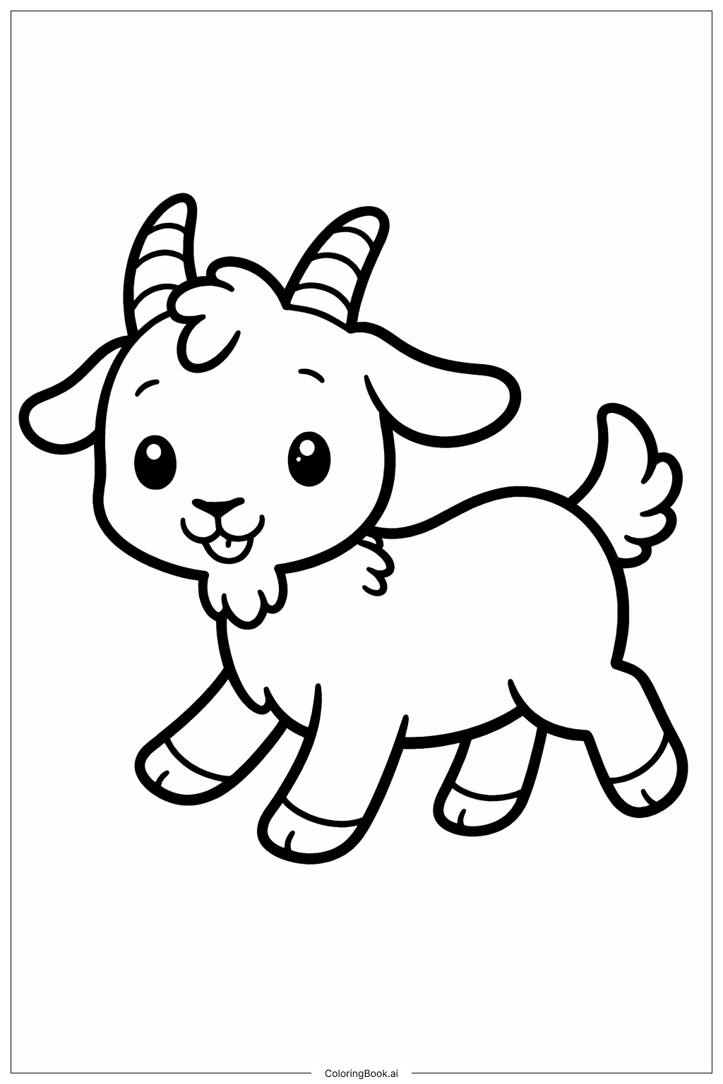  Página para colorear de Cabra en Pose Lindo 