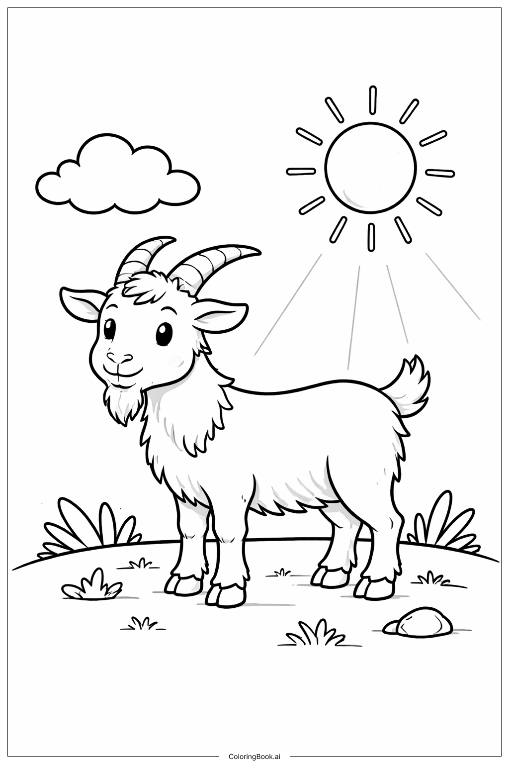  Página para colorear de Cabra bajo el sol 