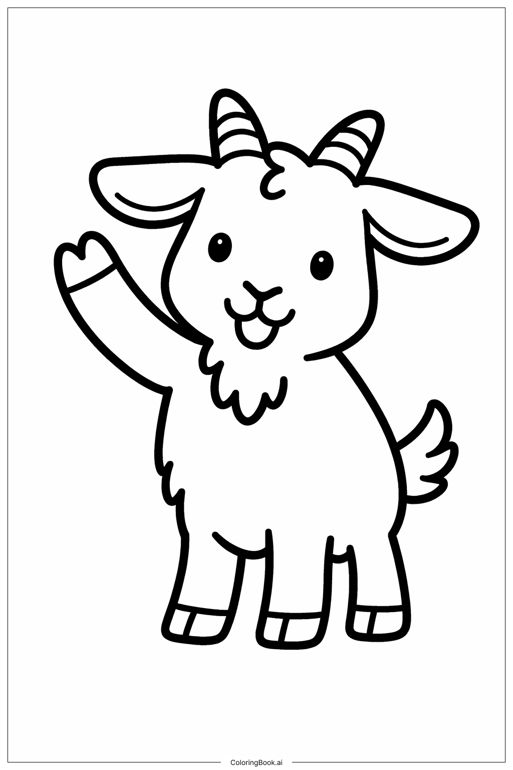  Página para colorear de Cabra saludando con una pezuña 