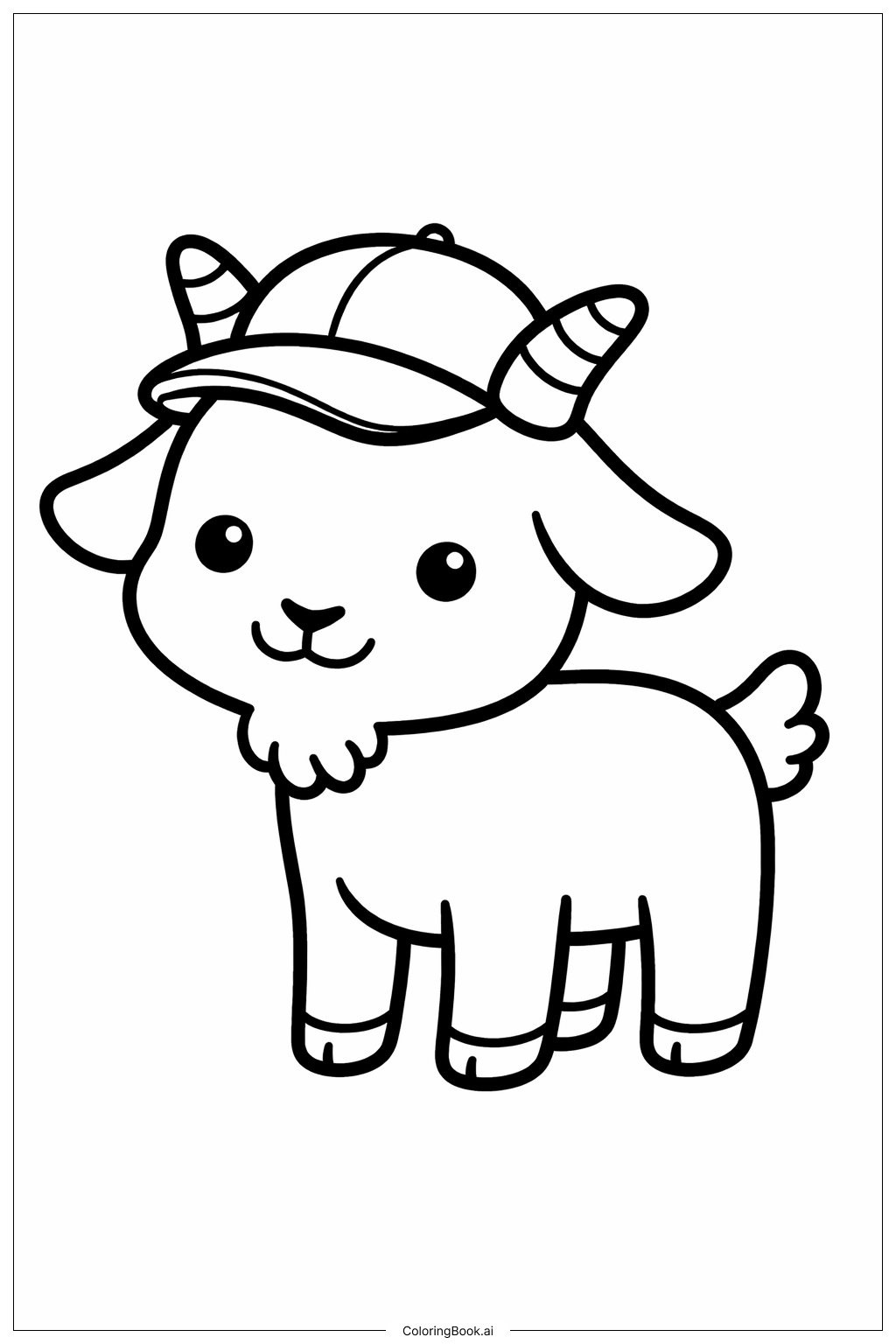  Página para colorear de Cabra con Sombrero 