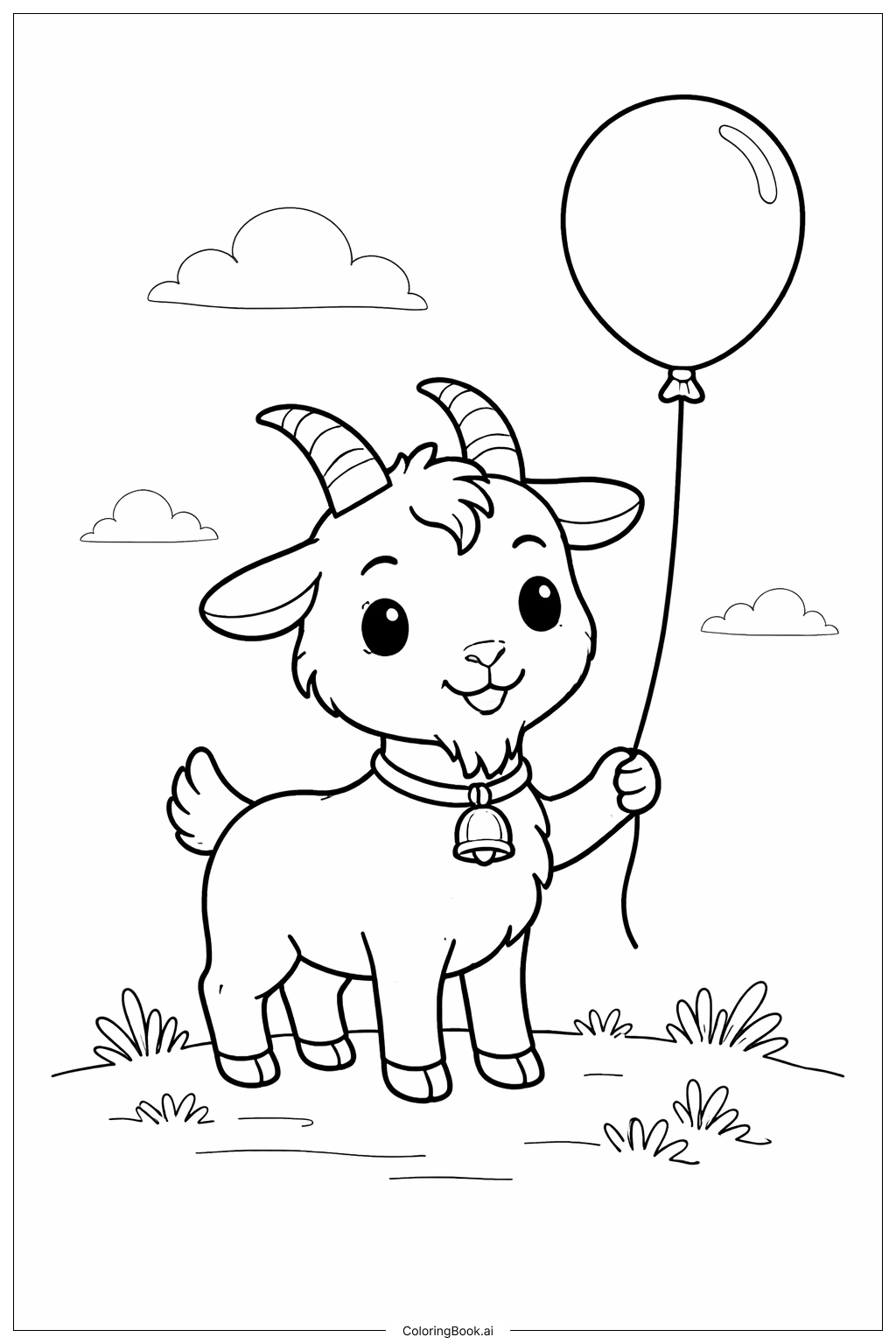  Página para colorear de Cabra con globo 